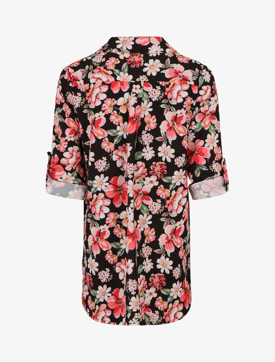 Blouse oversize à imprimé fleuri - Noir - 2