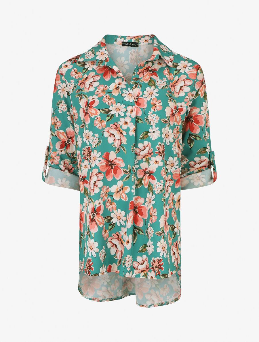 Blouse oversize à imprimé fleuri - Vert - 1