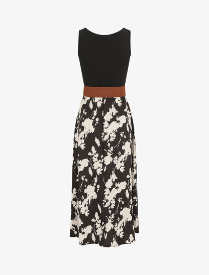 Robe longue sans manches imprimé fleurs - Noir - 2