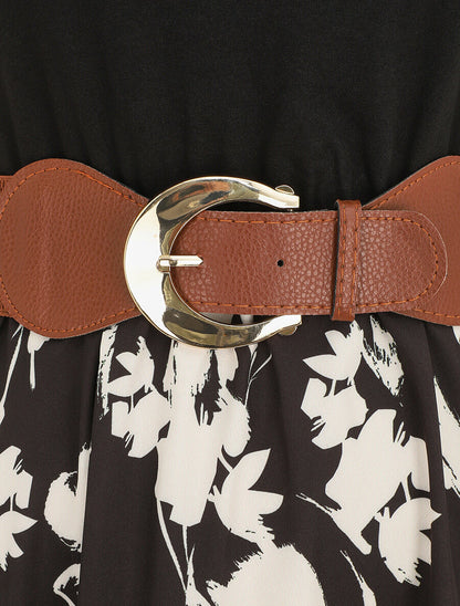 Robe longue sans manches imprimé fleurs - Noir - 3