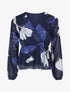 Top élastiqué à imprimé fleuri - Marine - 1
