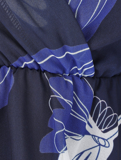 Top élastiqué à imprimé fleuri - Marine - 3