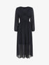 Robe longue élastiquée à col cache-coeur - Marine - 1