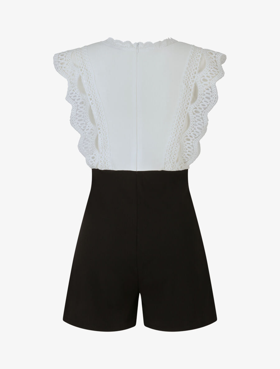 Combishort à buste en dentelle - Noir - 2