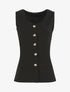 Top uni sans manches et boutons décoratifs - Noir - 1