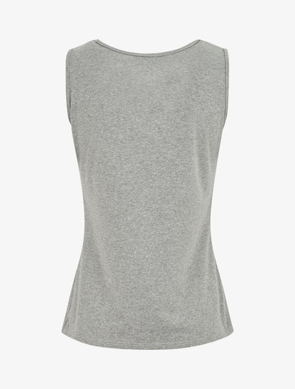 Top uni sans manches et boutons décoratifs - Gris - 2