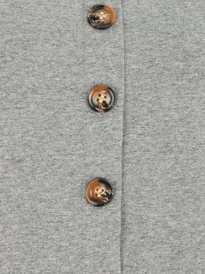 Top uni sans manches et boutons décoratifs - Gris - 3