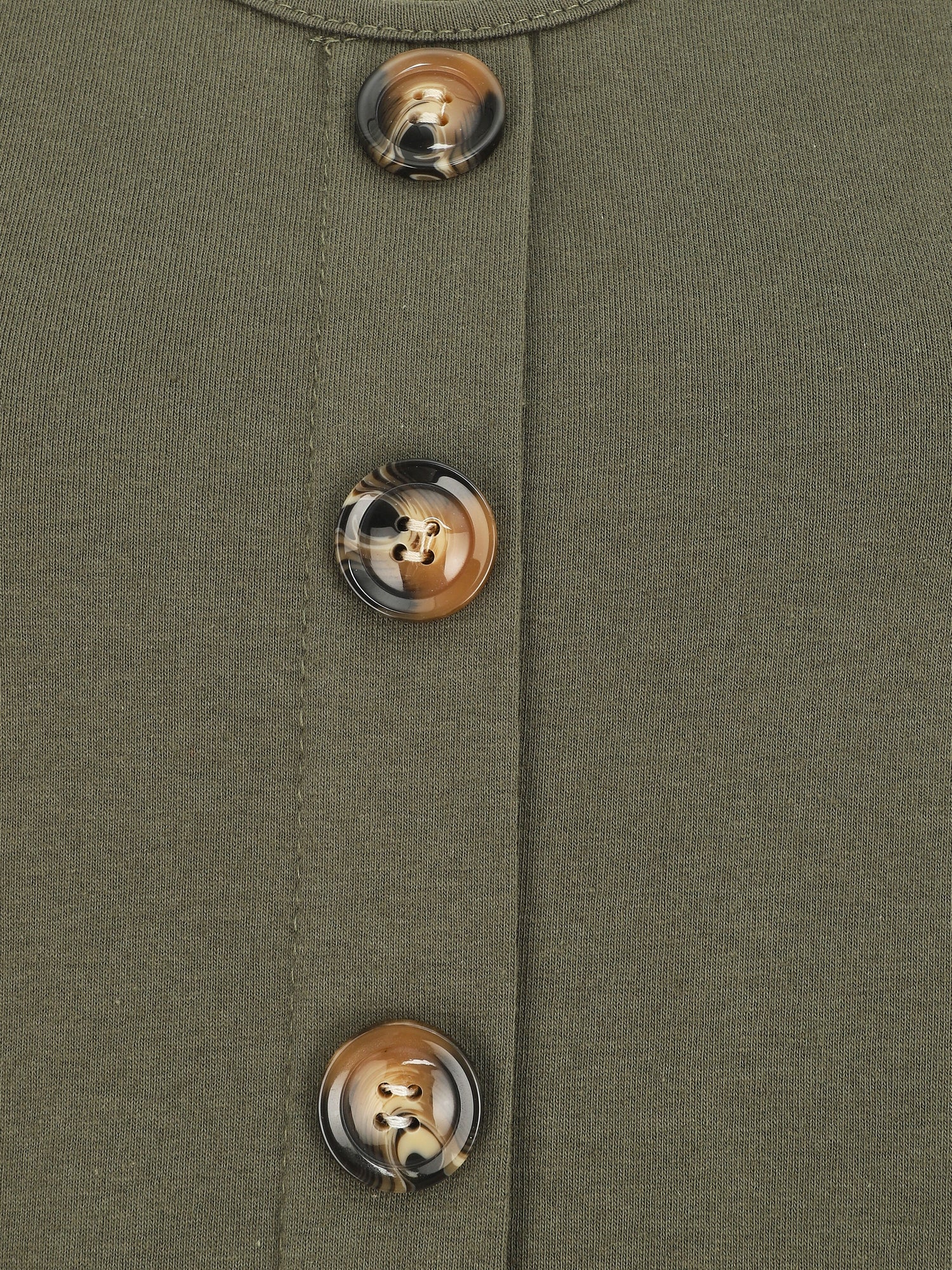 Top uni sans manches et boutons décoratifs - Kaki - 3