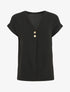 Top fluide uni manches courtes - Noir - 4
