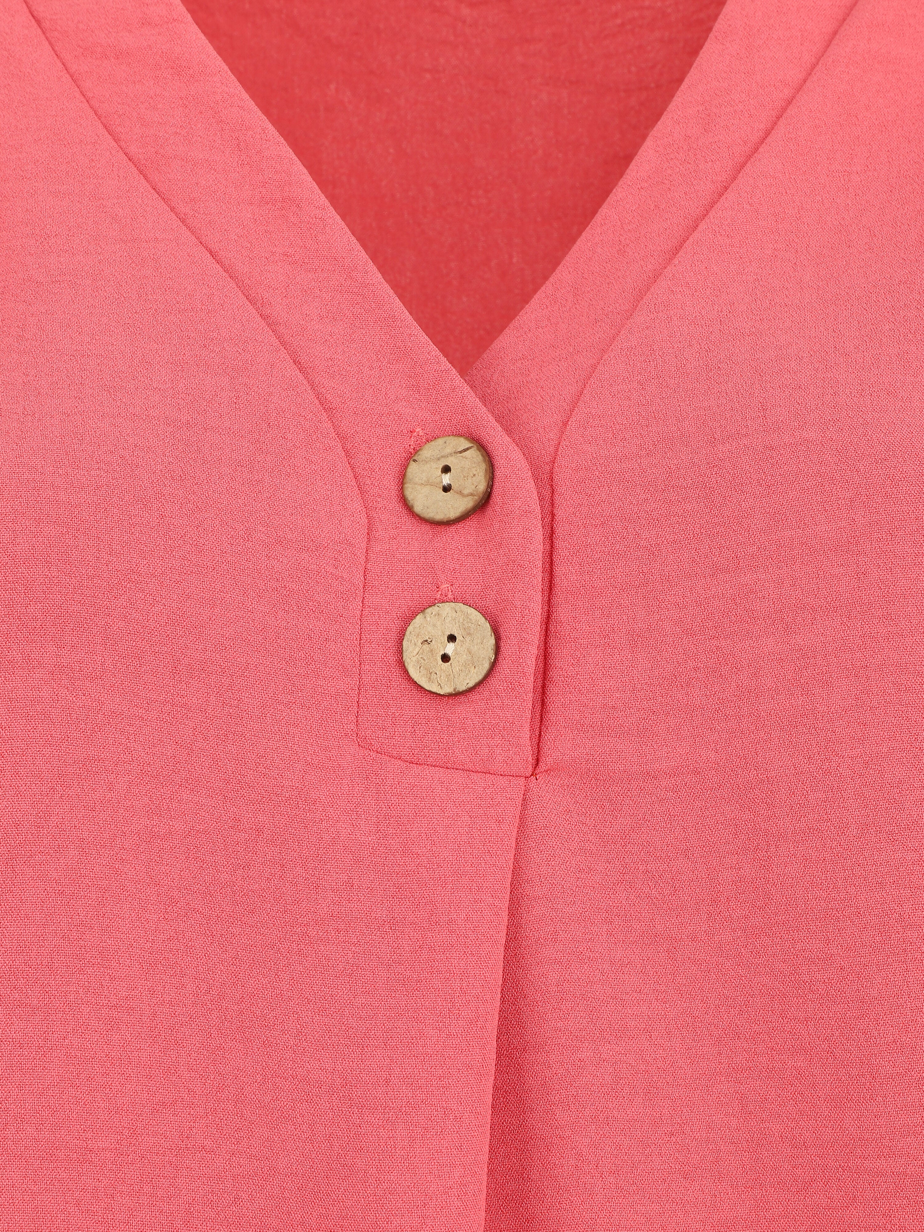 Top fluide uni manches courtes - Corail - 3