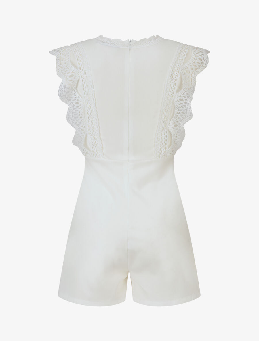 Combishort à buste en dentelle - Blanc - 2