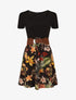 Robe mi-longue à imprimé fleurs tropicales - Noir - 4