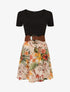 Robe mi-longue à imprimé fleurs tropicales - Beige - 4
