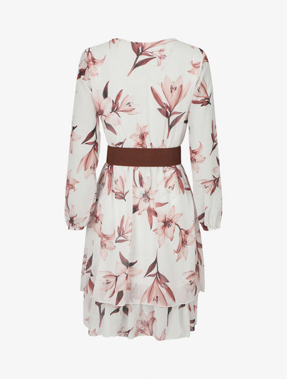 Robe élastiquée à imprimé fleurs - Blanc - 2