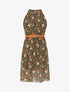 Robe sans manches évasée imprimé petites fleurs - Kaki - 4