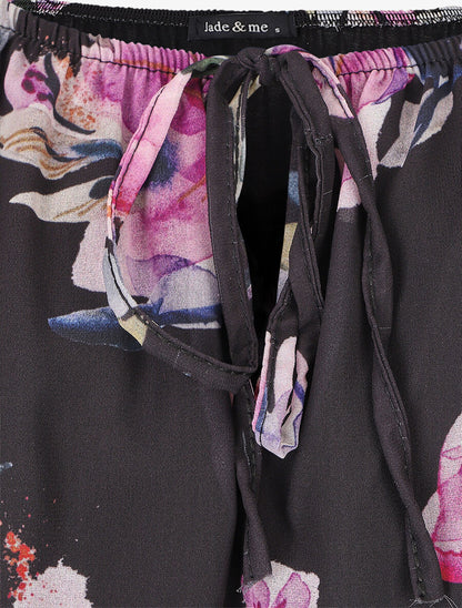 Blouse manches longues imprimé floral - Noir - 3