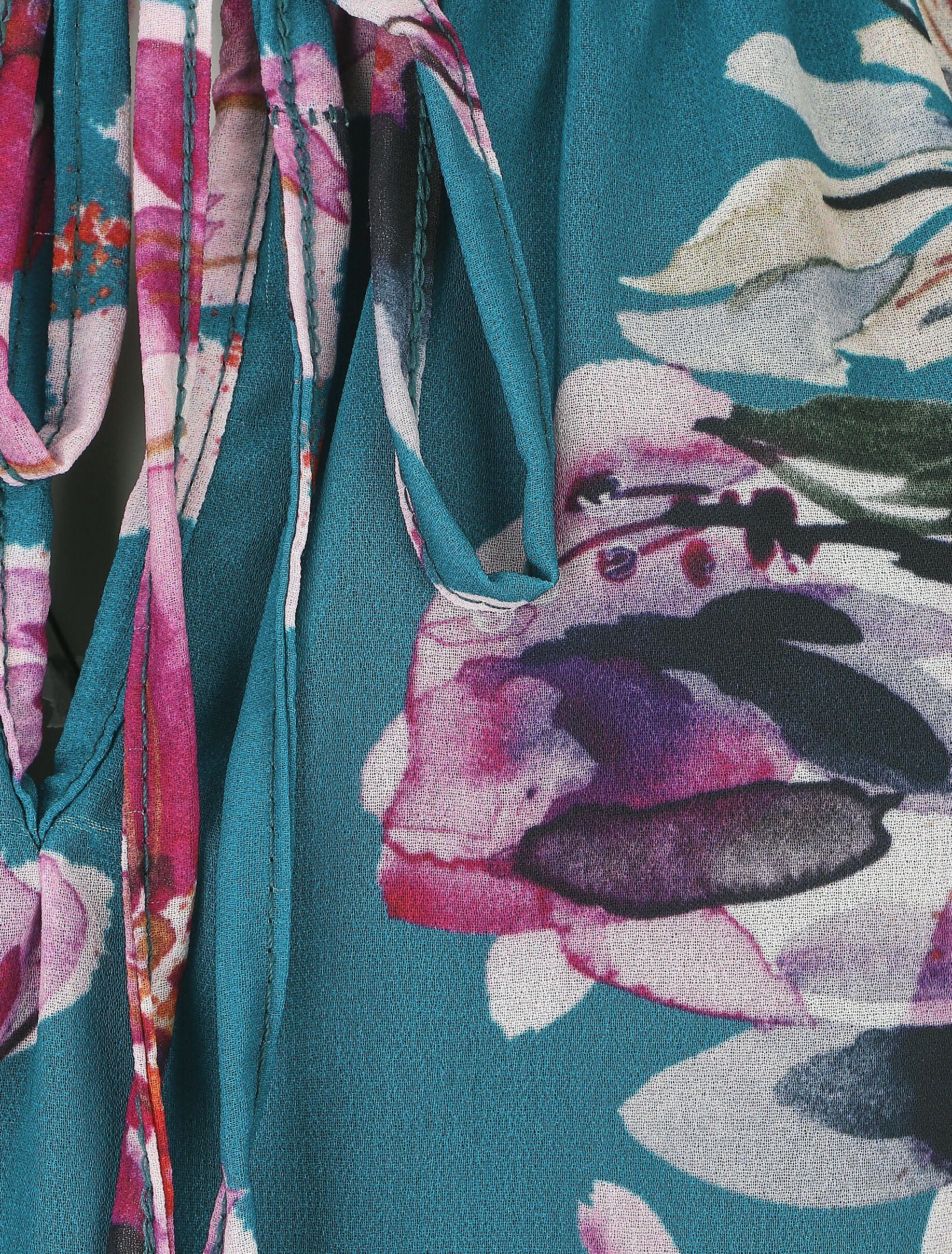 Blouse manches longues imprimé floral - Bleu canard - 3