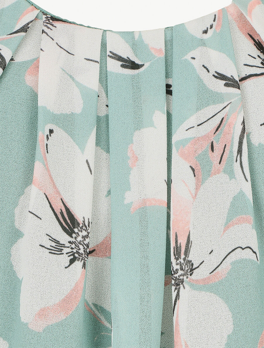 Top volanté à imprimé grandes fleurs - Vert d&