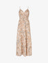 Robe longue à bretelles imprimé feuilles - Beige - 1