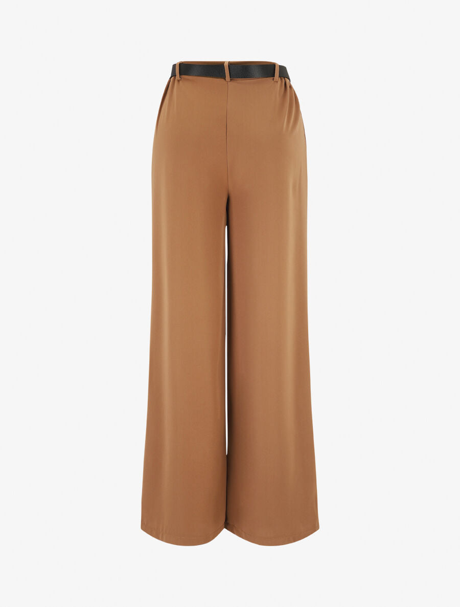 Pantalon ample fluide uni - Camel - 2