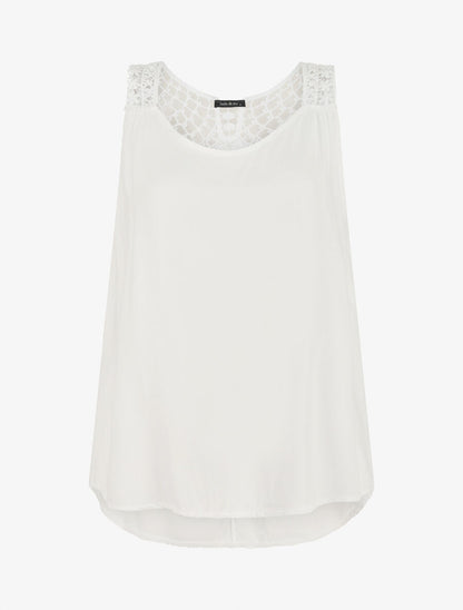 Top uni et broderies au dos - Blanc - 1