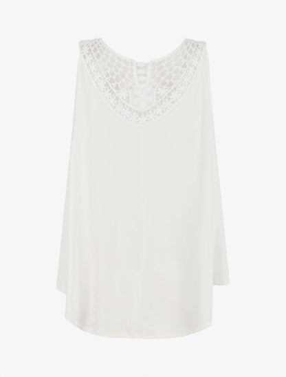 Top uni et broderies au dos - Blanc - 2