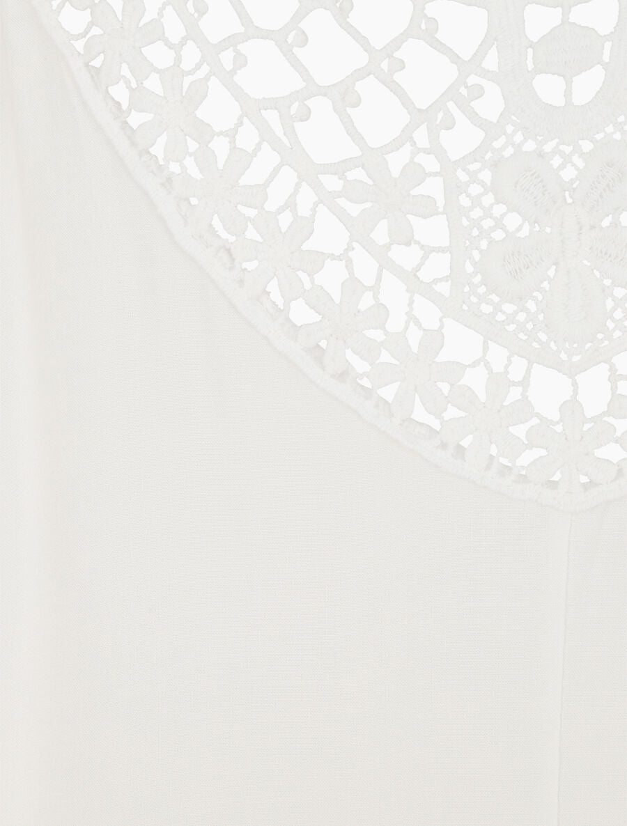Top uni et broderies au dos - Blanc - 3