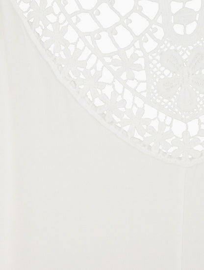 Top uni et broderies au dos - Blanc - 3