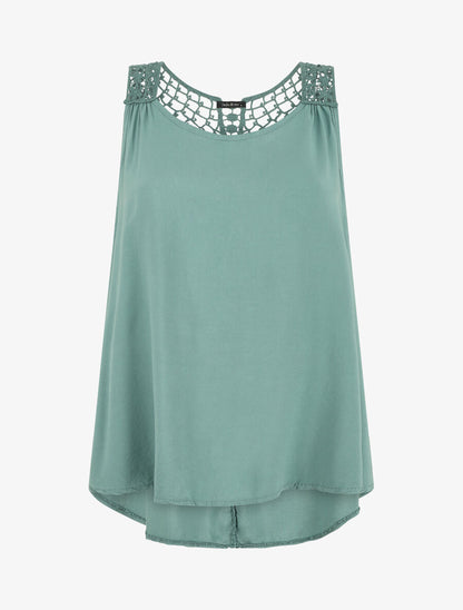 Top uni et broderies au dos - Vert d&