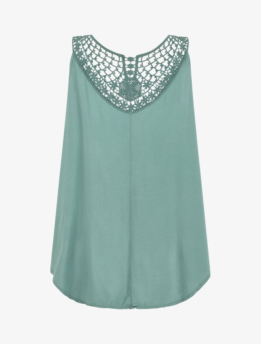 Top uni et broderies au dos - Vert d&