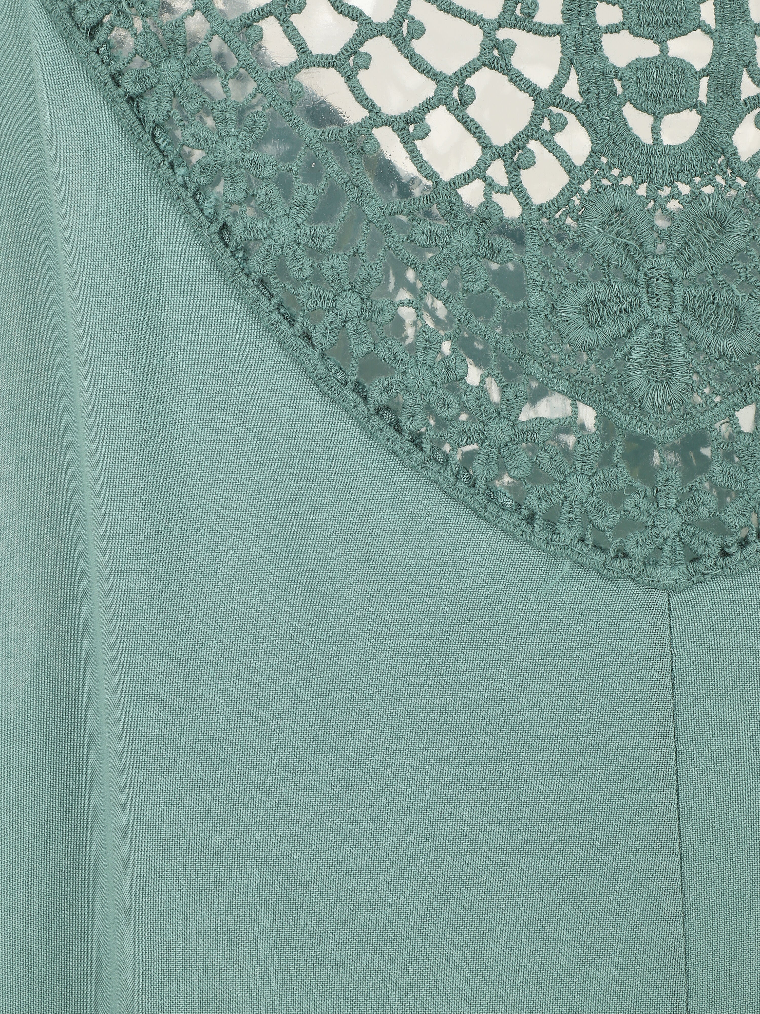Top uni et broderies au dos - Vert d&