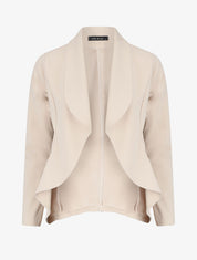 Blazer uni à bords ondulés - Beige - 4