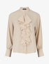 Blouse en voile à buste volanté - Beige - 1