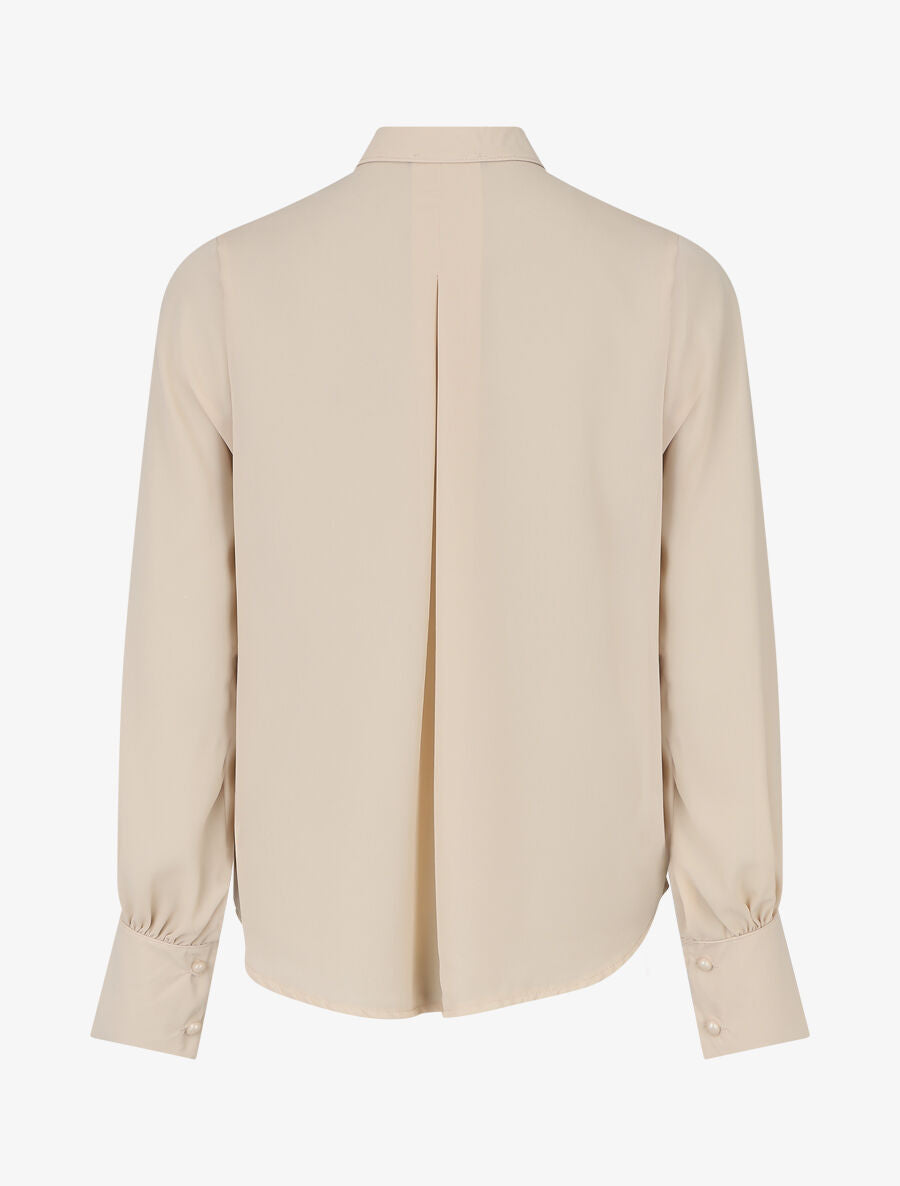 Blouse en voile à buste volanté - Beige - 2