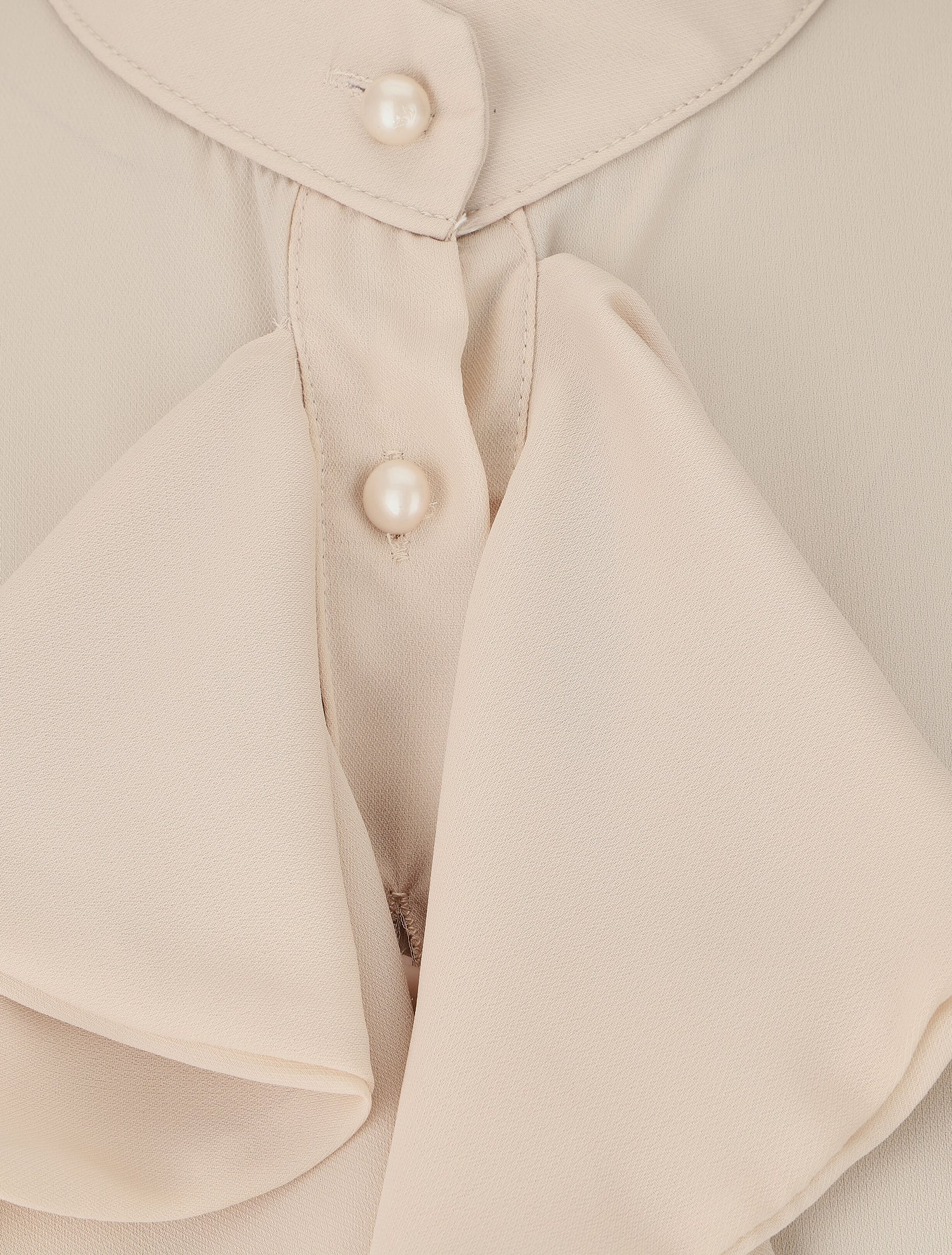 Blouse en voile à buste volanté - Beige - 3