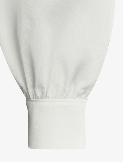 Blouse unie oversize effet satiné - Blanc - 3