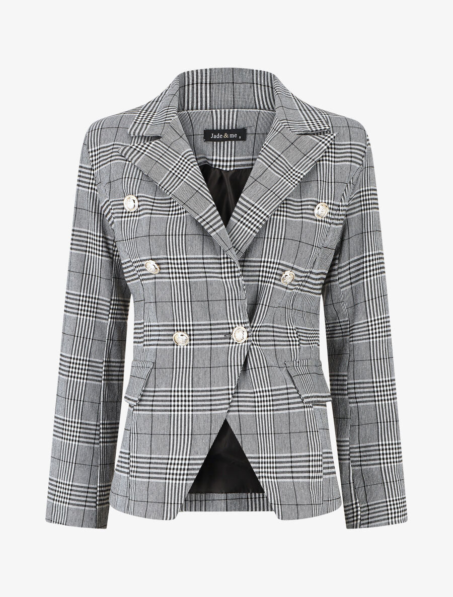 Blazer droit à imprimé Prince de Galles - Noir - 5