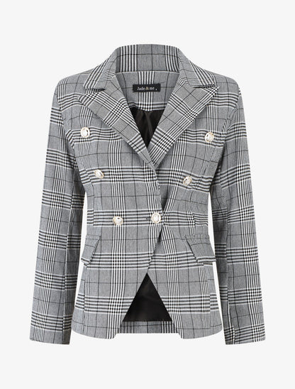 Blazer droit à imprimé Prince de Galles - Noir - 5