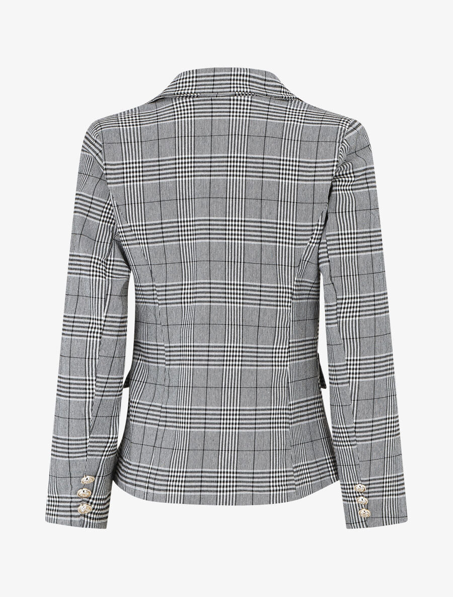 Blazer droit à imprimé Prince de Galles - Noir - 2