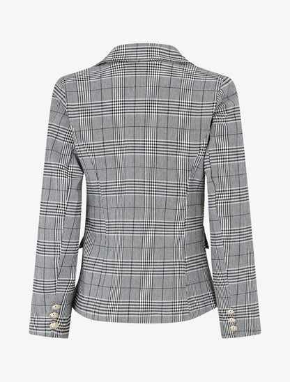 Blazer droit à imprimé Prince de Galles - Noir - 2