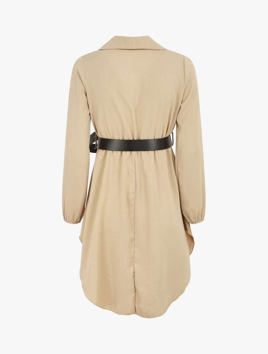 Tunique unie ceinturée - Beige - 2
