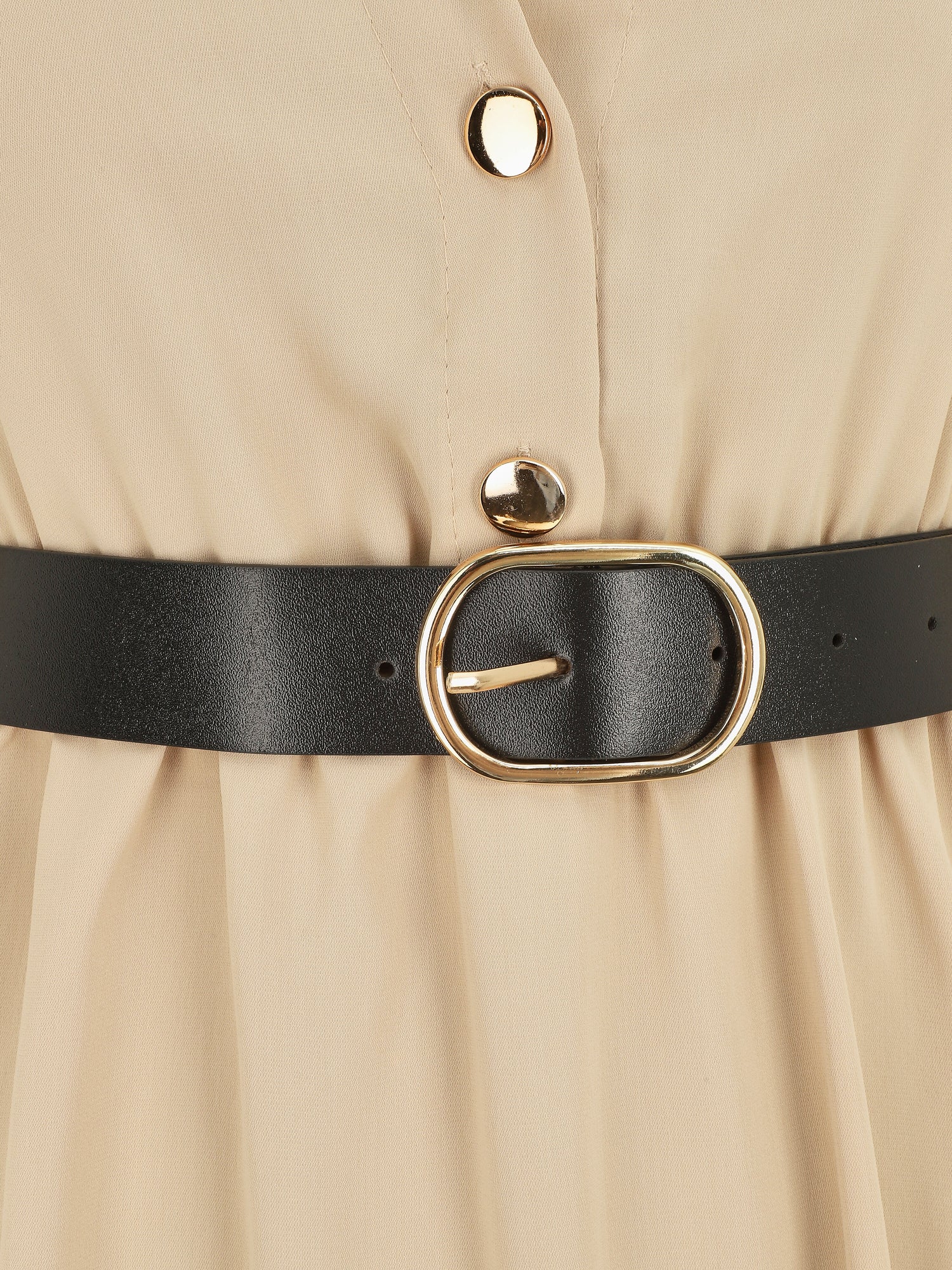 Tunique unie ceinturée - Beige - 3