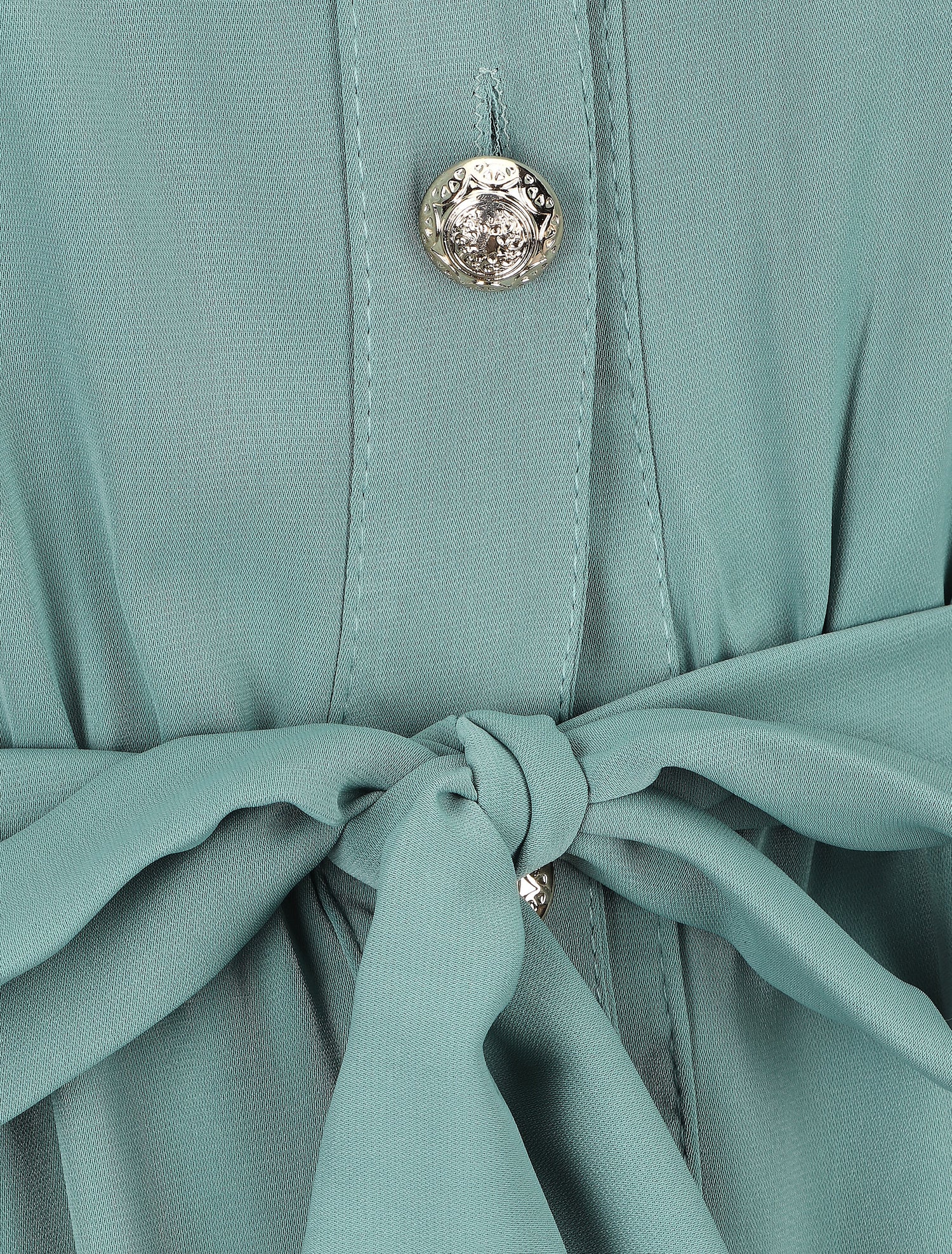 Robe chemise unie à taille élastiquée - Vert d&