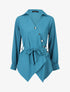 Blouse cache-coeur à base asymétrique - Bleu canard - 4
