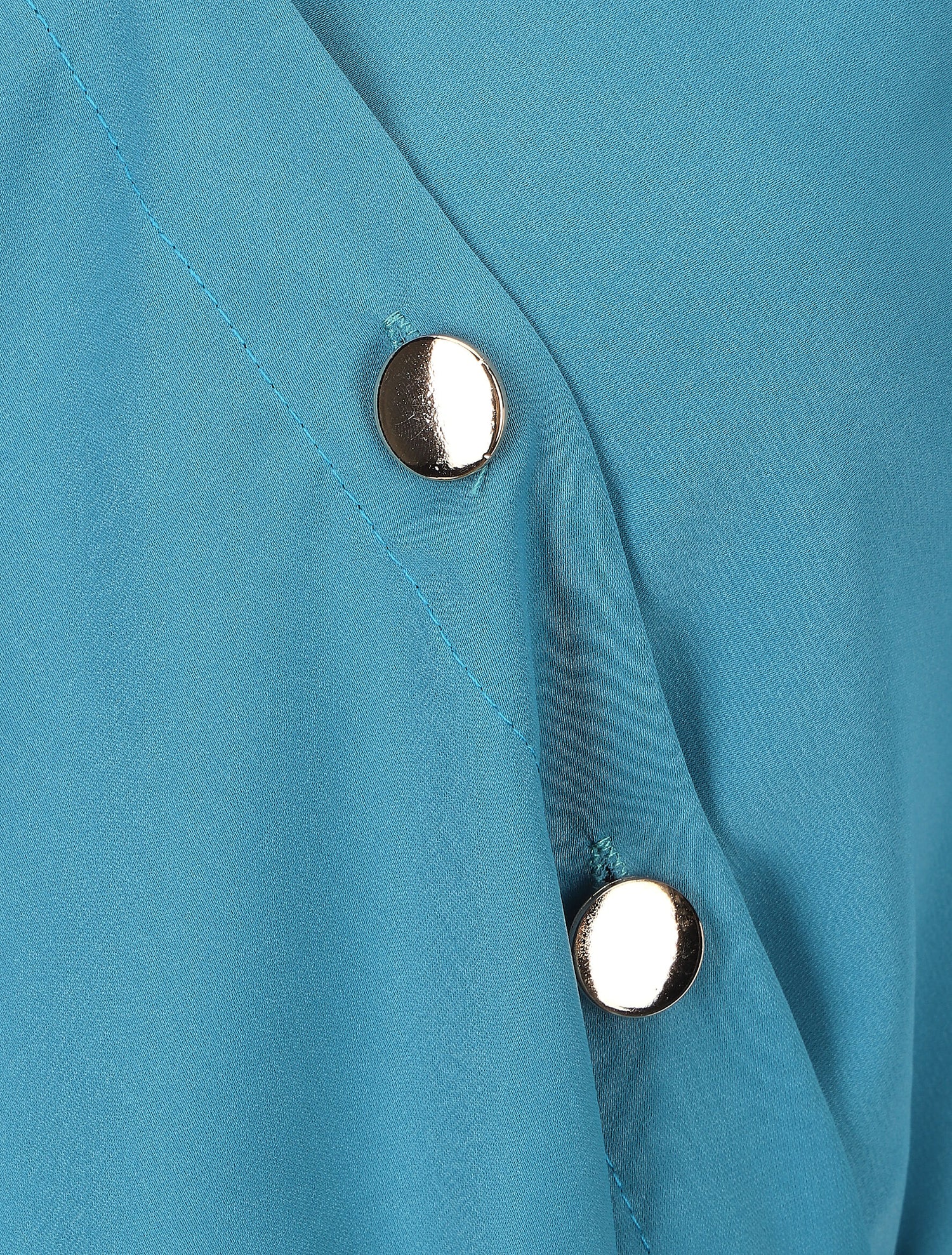 Blouse cache-coeur à base asymétrique - Bleu canard - 3