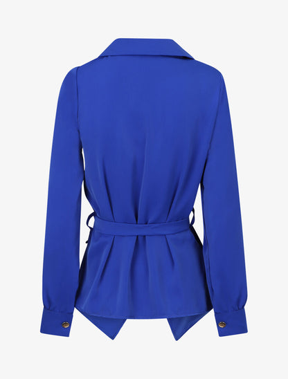 Blouse cache-coeur à base asymétrique - Bleu roi - 2