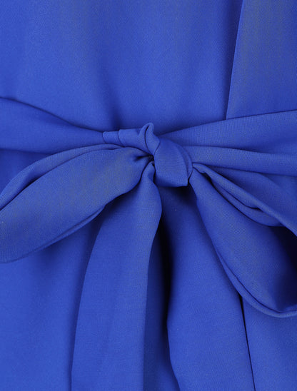 Blouse cache-coeur à base asymétrique - Bleu roi - 3
