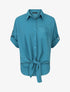 Blouse fluide à manches retroussables - Bleu canard - 1