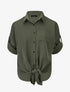 Blouse fluide à manches retroussables - Kaki - 1