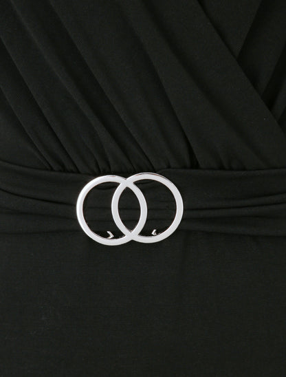 Body à col cache-coeur et ceinture à boucle - Noir - 3